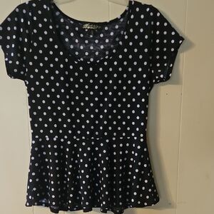 Absolutely Famous Black and White Polka Dot Blouse
